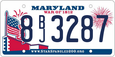 MD license plate 8BJ3287