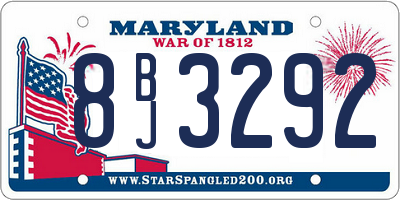 MD license plate 8BJ3292