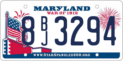 MD license plate 8BJ3294