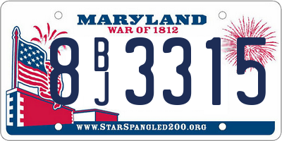 MD license plate 8BJ3315