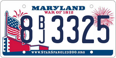MD license plate 8BJ3325