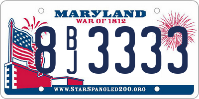MD license plate 8BJ3333
