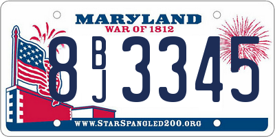 MD license plate 8BJ3345