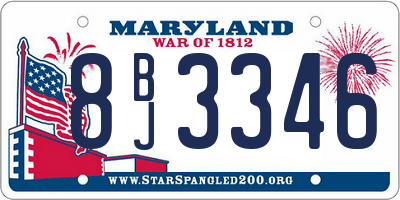 MD license plate 8BJ3346