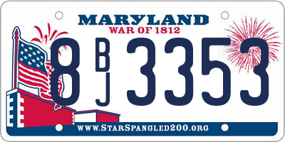 MD license plate 8BJ3353