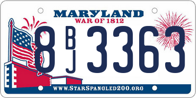 MD license plate 8BJ3363