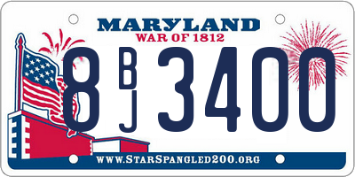 MD license plate 8BJ3400