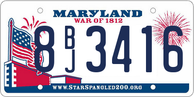 MD license plate 8BJ3416