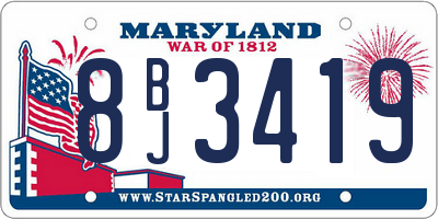 MD license plate 8BJ3419