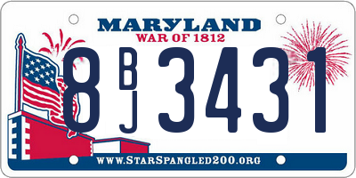 MD license plate 8BJ3431
