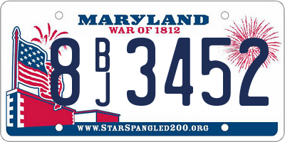 MD license plate 8BJ3452