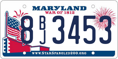 MD license plate 8BJ3453