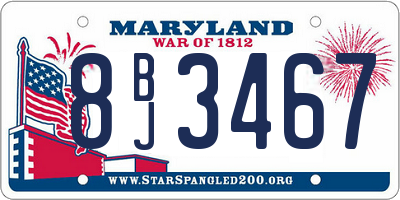 MD license plate 8BJ3467