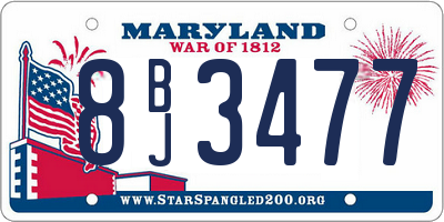 MD license plate 8BJ3477