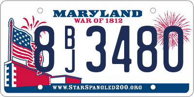 MD license plate 8BJ3480