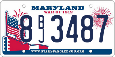 MD license plate 8BJ3487