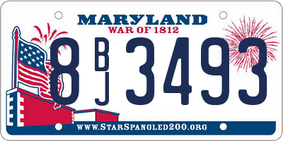 MD license plate 8BJ3493