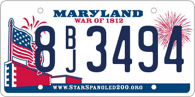 MD license plate 8BJ3494