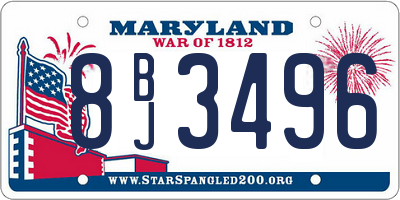 MD license plate 8BJ3496