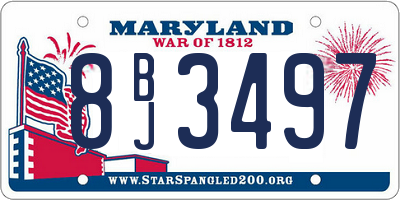 MD license plate 8BJ3497
