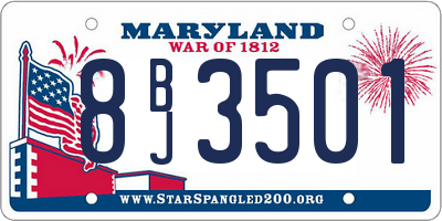 MD license plate 8BJ3501