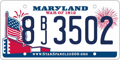 MD license plate 8BJ3502