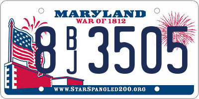 MD license plate 8BJ3505