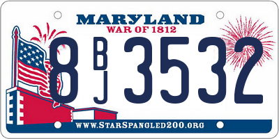 MD license plate 8BJ3532