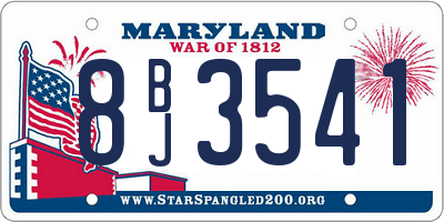 MD license plate 8BJ3541