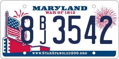 MD license plate 8BJ3542
