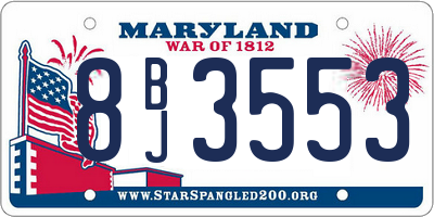 MD license plate 8BJ3553