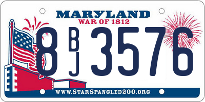 MD license plate 8BJ3576