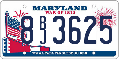 MD license plate 8BJ3625
