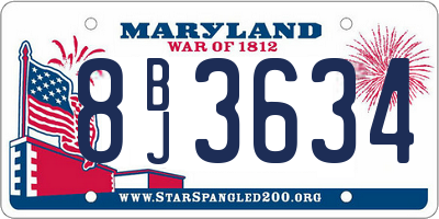 MD license plate 8BJ3634