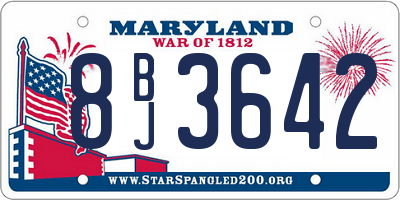 MD license plate 8BJ3642