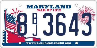 MD license plate 8BJ3643