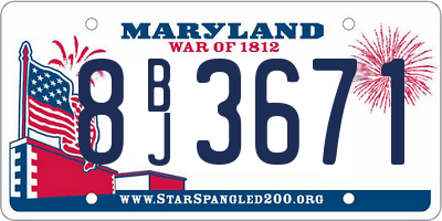 MD license plate 8BJ3671