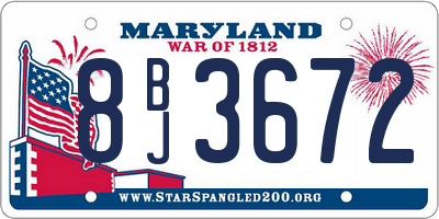 MD license plate 8BJ3672