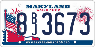 MD license plate 8BJ3673