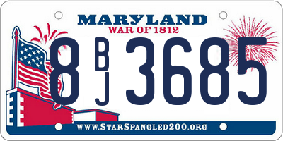 MD license plate 8BJ3685