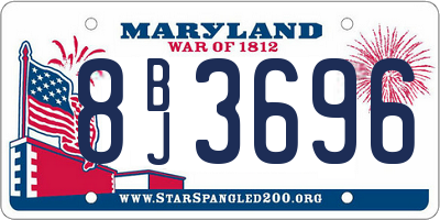 MD license plate 8BJ3696