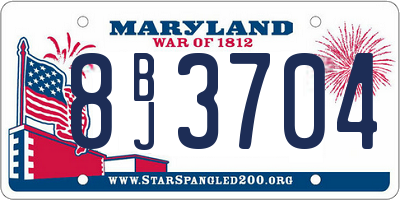 MD license plate 8BJ3704