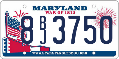 MD license plate 8BJ3750