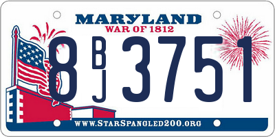 MD license plate 8BJ3751