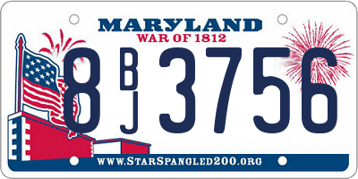 MD license plate 8BJ3756