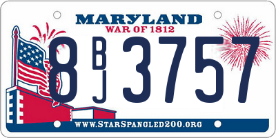 MD license plate 8BJ3757