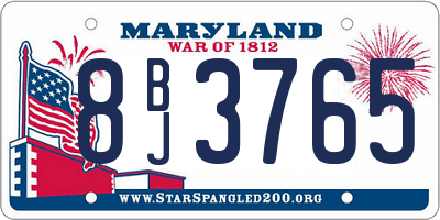 MD license plate 8BJ3765