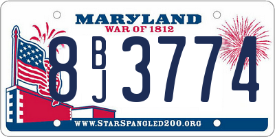 MD license plate 8BJ3774