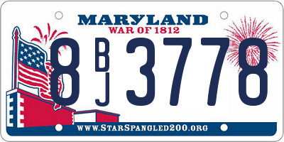 MD license plate 8BJ3778