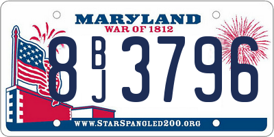 MD license plate 8BJ3796